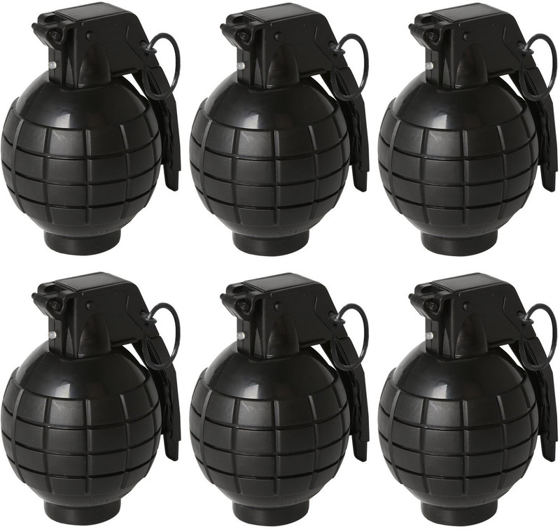 rainbow yuango Pack Of 6 4.3" Toy Hand Grenades Action Commando Series Toy Pineapple Lights Sounds Pretend Play Black