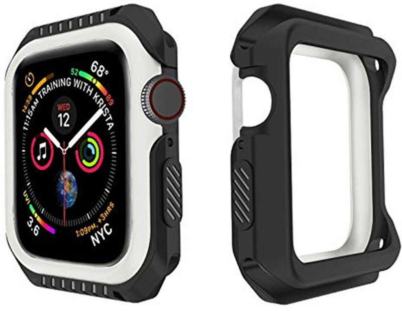 yaojin Bumper Case for Apple iWatch Series 4 (44 MM)(Black-White)