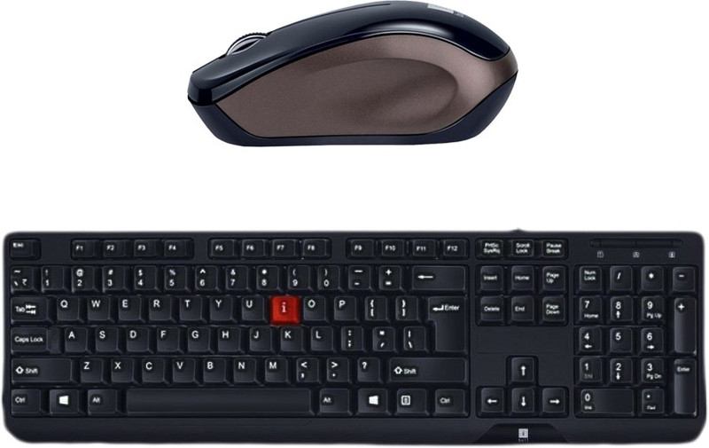 IBALL Multimedia Keyboard-T 9-Wireless Mouseh-FREE GO_ Black_Brown Combo Set