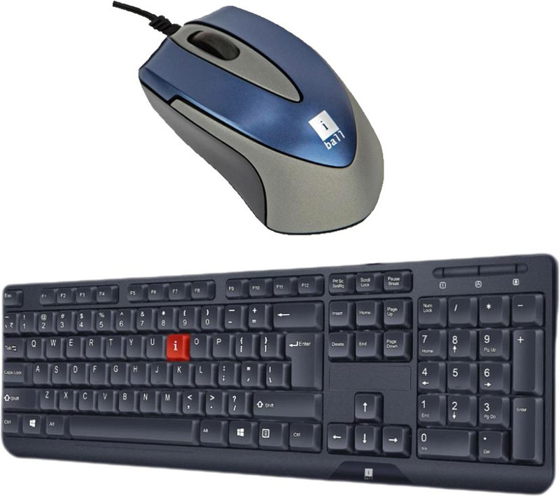 IBALL Multimedia Keyboard-SLEEK ORIGINAL-Wireless Mouseh-MINI9X_ Black_Blue Combo Set