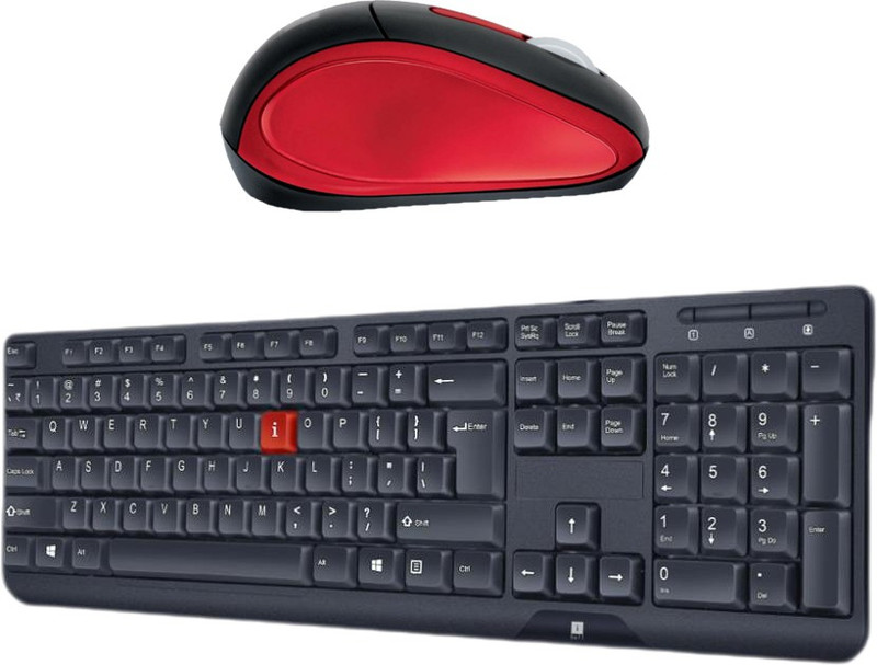 IBALL Multimedia Keyboard-SLEEK ORIGINAL-Wireless Mouseh-FREEGO MINI _ Black_Red Combo Set