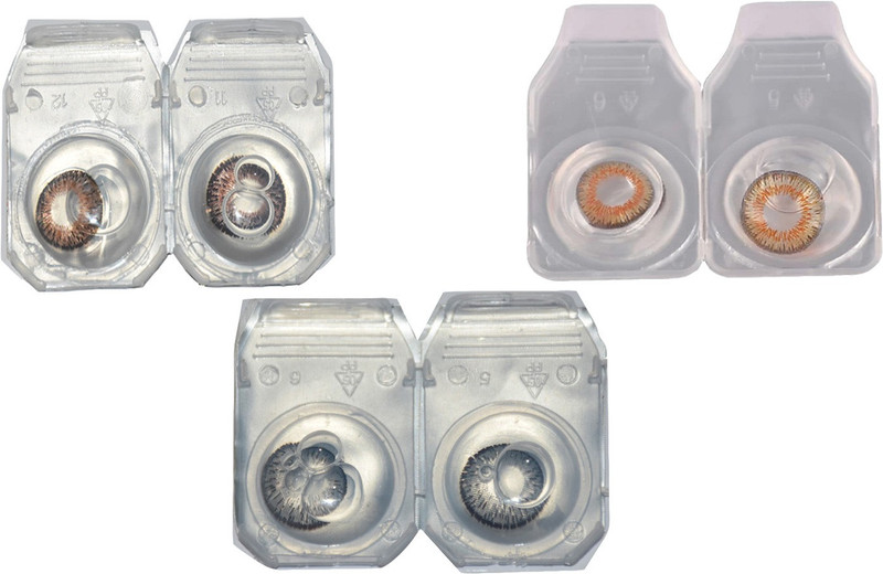 glance gallaxy honey , brown and gray Monthly(0, Colored Contact Lenses, Pack of 6)