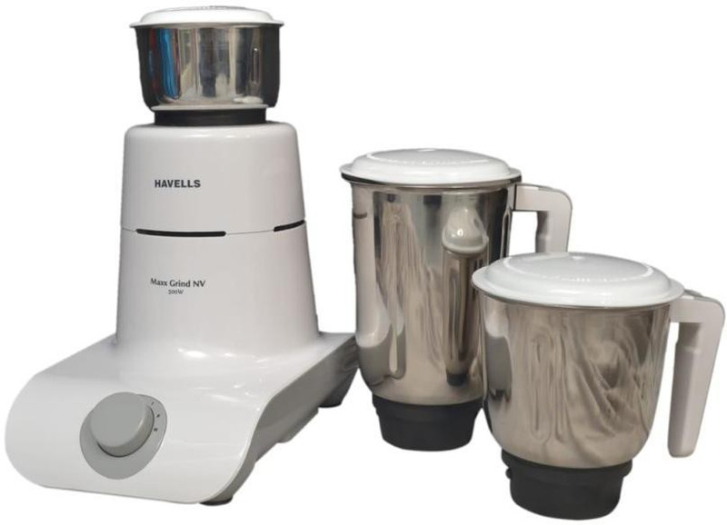 Havells MAXX GRIND NV 500W 500 Mixer Grinder(White, Grey, 3 Jars)