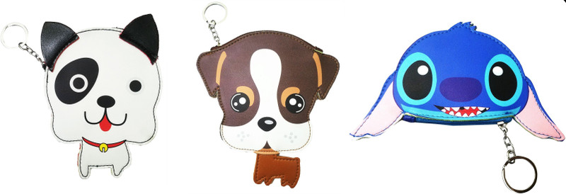smart anime buy Animal Printed Purse Set of 3 Pcs. Stitch And Dog Slim Coin Currency Purse Coin Purse(Multicolor)