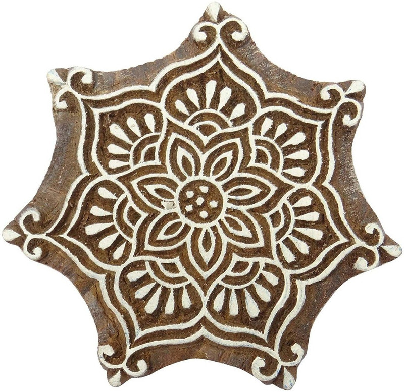 fancy handicraft 3.3 Inch (Approx) Wooden Printing Stamp Block Hand-Carved for Saree Border Making Pottery Crafts Mehandi Printing (FBS35) Printing Blocks(Pack of 1)