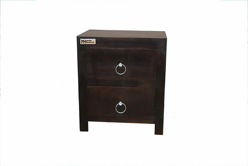 Buy Meera Handicraft Sheesham Wood 2 Drawers Bedside End Table for