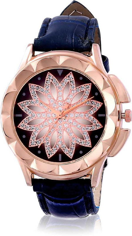 kiarvi gallery Stylish Flower Blue Color Leather Strap Fashion Watch Analog Watch  - For Men & Women
