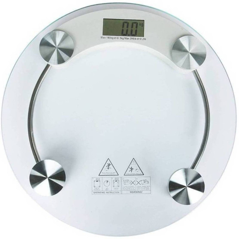 Qoibito Personal Weight Machine Digital Thick Round Transparent Glass (2003A) Weighing Scale(White)