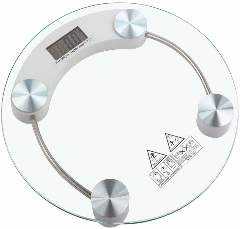 Geenie Round Thick Tempered Glass Electronic Digital Personal Bathroom Health Body Weight Weighing Scale (Transparent) Weighing Scale(transparent)