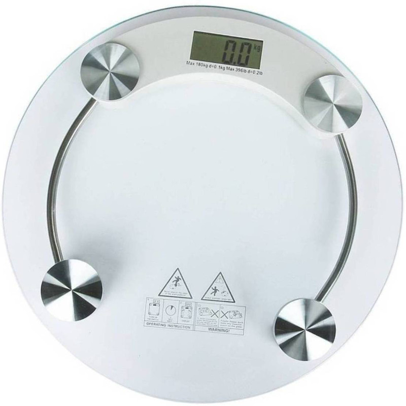 Urweigh Personal Weight Machine 8mm Thick Round Transparent Glass (2003A) Weighing Scale(White)