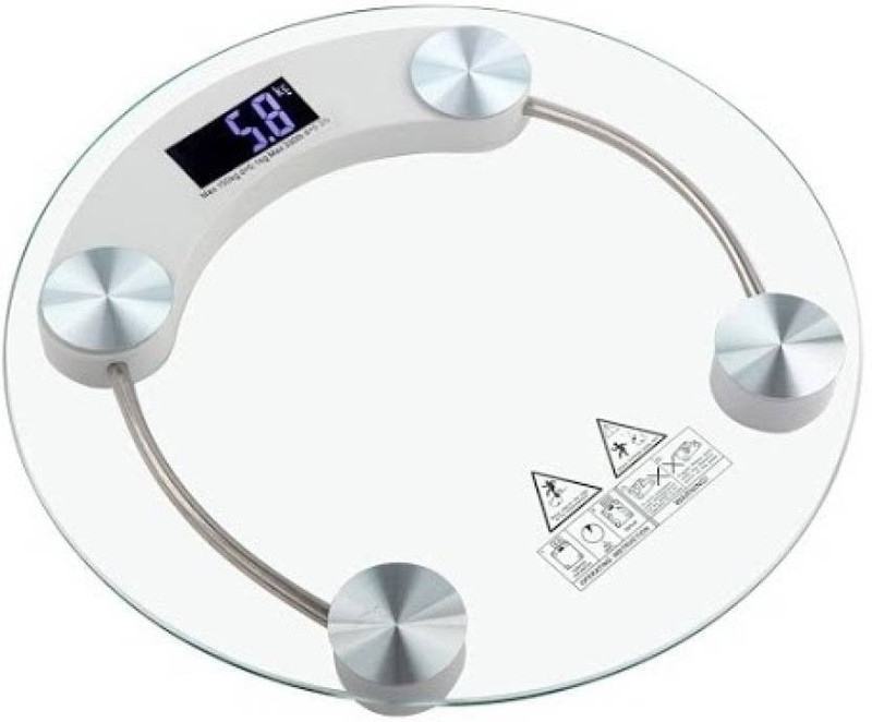 stockhawkers Personal Weight Machine 8mm Thick Round Transparent Glass ZX5 Weighing Scale(transparent) stockhawkers Personal Weight Machine 8mm Thick Round Transparent Glass ZX5 Weighing Scale(transparent)