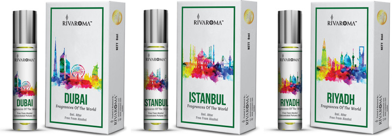 Rivaroma Roll On Set Of 3 ( DUBAI , RIYADH , ISTANBUL ) Each 8 ml Floral Attar(Floral)