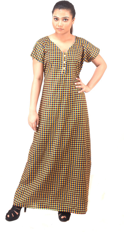 p and j Women Nighty(Blue, Yellow, Brown)