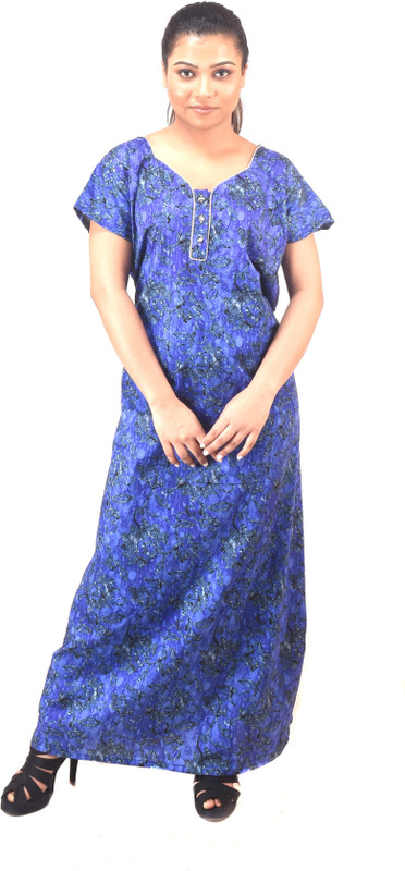 p and j Women Nighty(Blue)