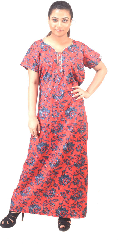 p and j Women Nighty(Red)