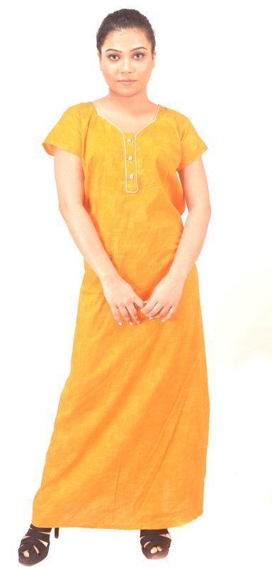 p and j Women Nighty(Yellow)