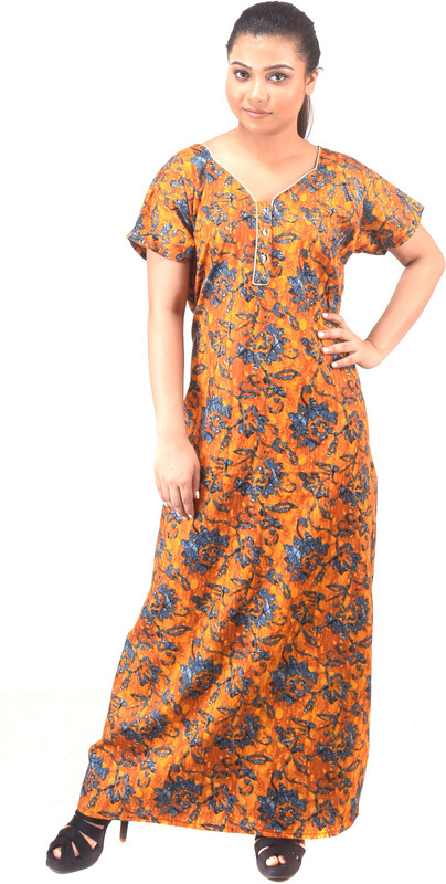 p and j Women Nighty(Orange)