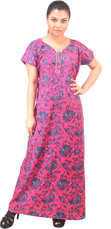 p and j Women Nighty(Pink)