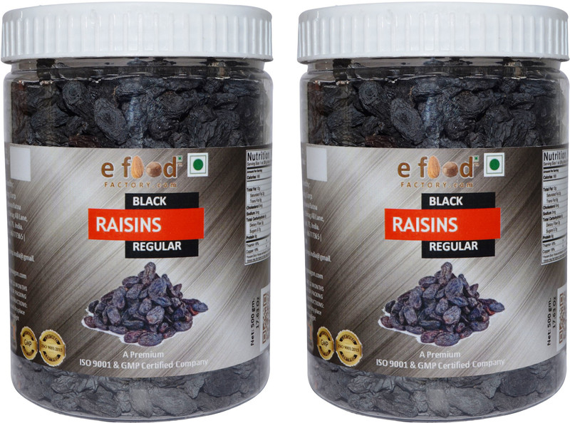e food factory Black Kishmish Regular Set Of 2 (500gm Each) In Pet Jar Raisins(2 x 500 g)