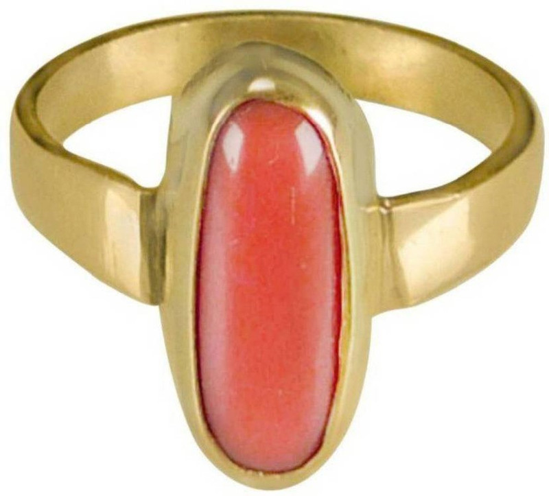 kripa Gemstones Ring 6.25 Ratti Red Coral (Moonga) Panch Dhatu Ring Stone Coral Ring Stone Ring Brass Sapphire Ring