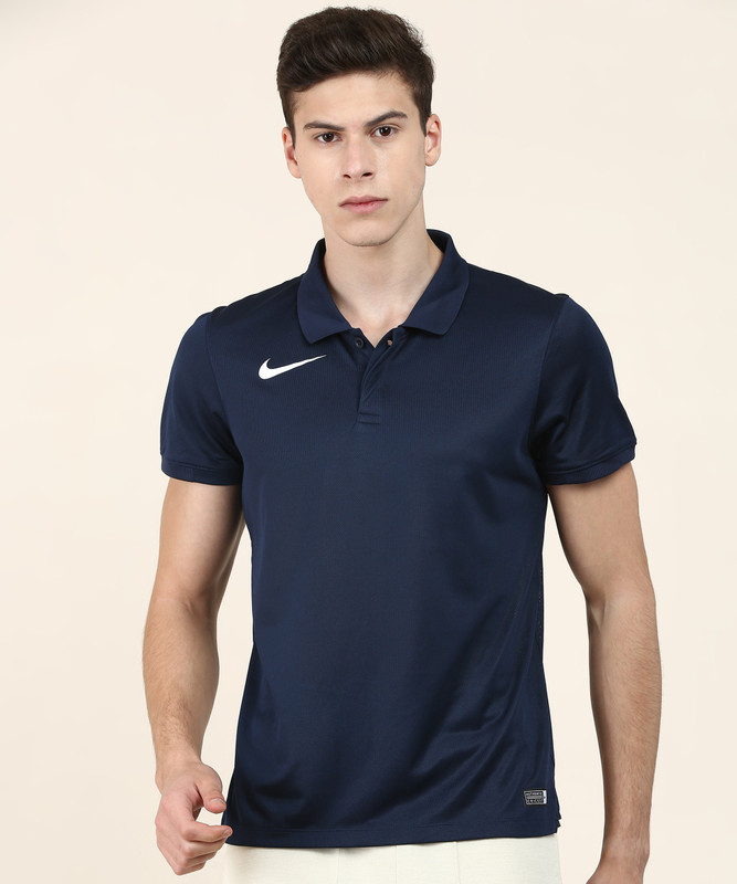 Buy Nike Self Design Men Polo Neck Dark Blue T Shirt Online at