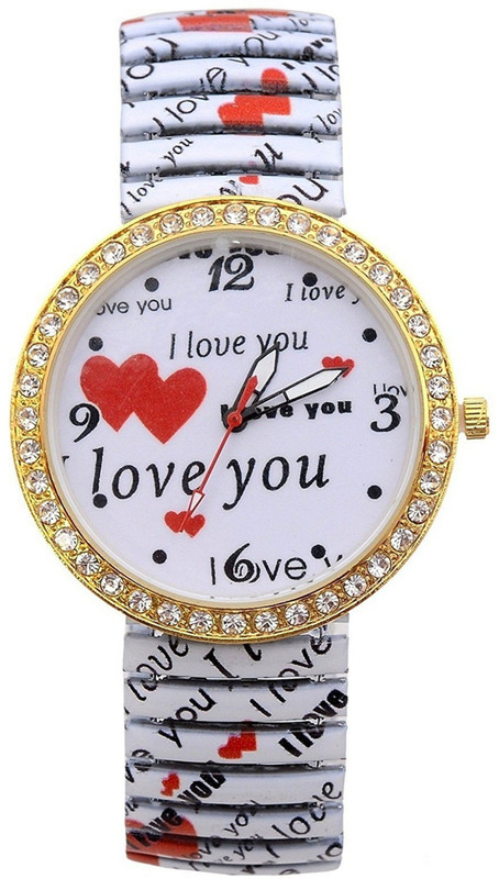 Genevaa Unique Valentine Special Gift I LOVE YOU Stretchable Band Analog Watch - For Women Genevaa Unique Valentine Special Gift I LOVE YOU Stretchable Band Analog Watch - For Women