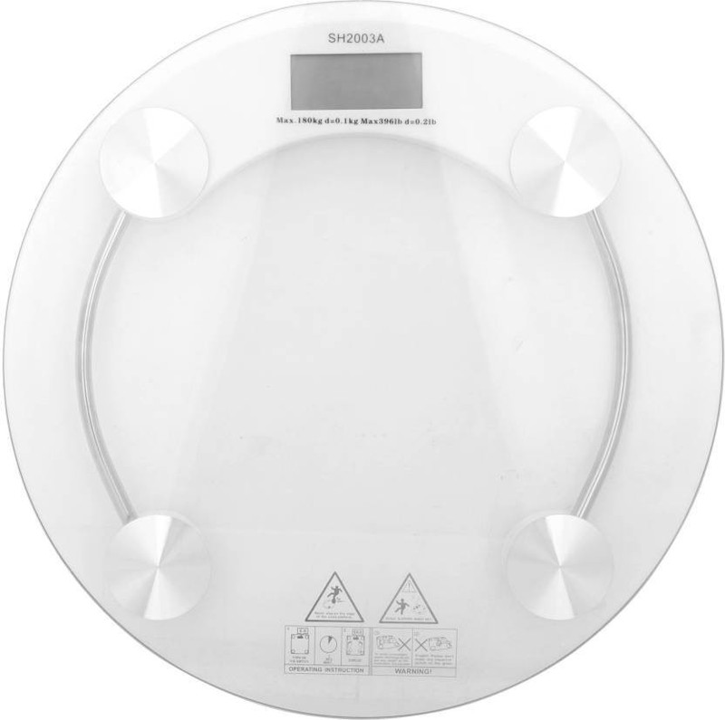 Rorian Personal Bathroom Digital Weight Machine Round Transparent Glass Weighing Scale(White)
