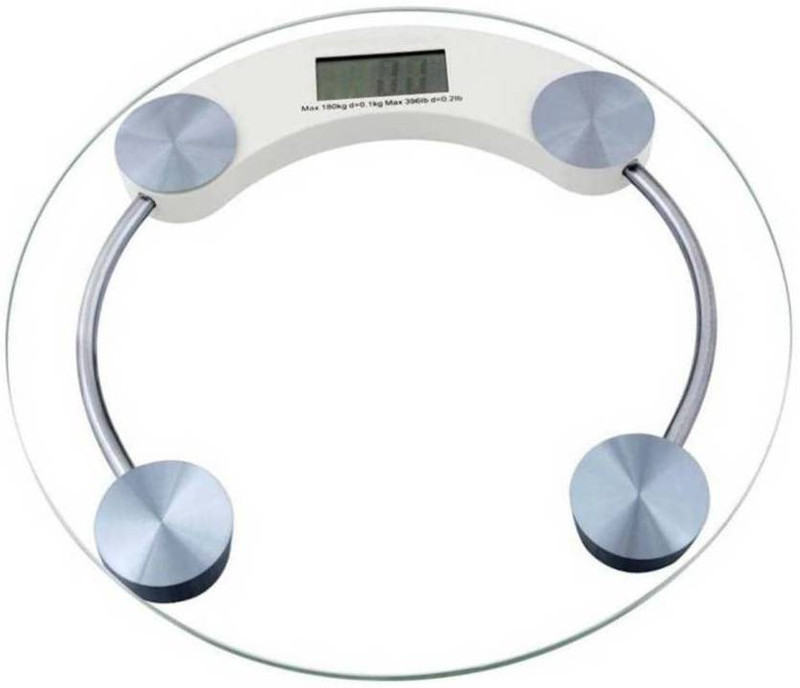 Qoibito Personal Health Human Body Digital Electronic Weight Machine Round Transparent Glass Weighing Scale(White)