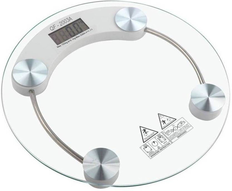 Urweigh Personal Weight Machine Digital Thick Round Transparent Glass Digital Weighing Scale(White)