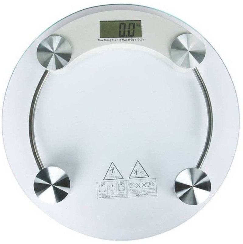 Urweigh Personal Weight Machine Thick Round Transparent Glass (2003A) Weighing Scale(White)