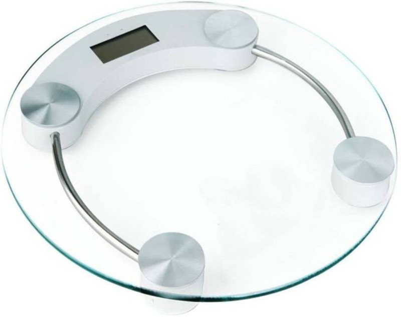 Qoibito Personal Human Body Weight Machine 2003A Transparent Round Glass Weighing Scale(White)