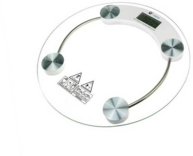 Qoibito Personal Weight Machine Round Glass Weighing Scale (Transparent) Weighing Scale(White)
