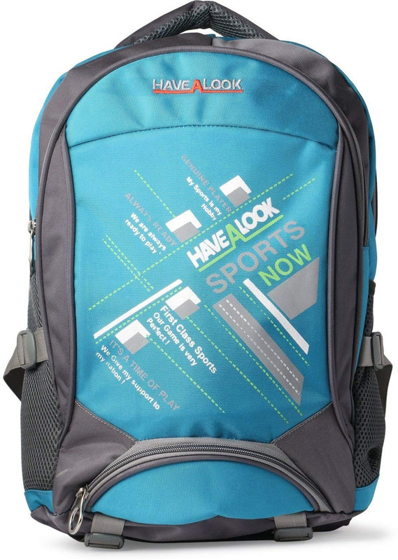 have a look School Bag- Backpack (Aqua Green & Grey) School Bag(Multicolor, 30 L)