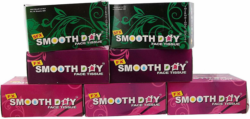 smoothday Smooth Day Facial Box Tissue with 3D effect - 2 PLY, 200 sheet, 100 Pulls in Each BOX (Combo 7 BOX) (20x18 CM)(Pack of 7)