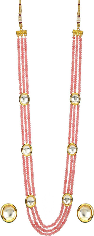 runjhun Alloy, Copper, Brass Jewel Set(Pink, Gold, White)