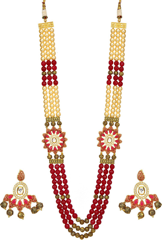 runjhun Crystal, Copper, Alloy Jewel Set(Green, Gold)