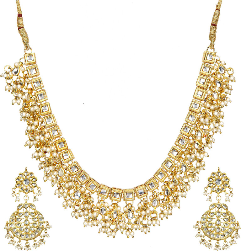 runjhun Alloy, Copper, Brass Jewel Set(Green, Gold, White)