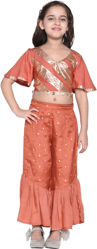wondermom Girls Party(Festive) Top Pant(Gold)