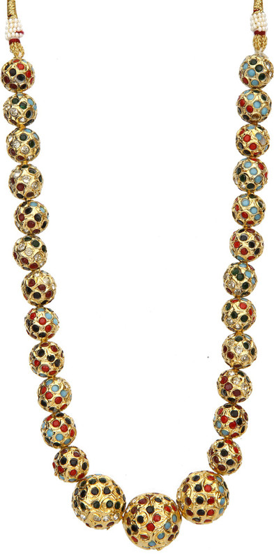 runjhun Onex 5 Layered Ethnic Royal Bollywood Partywear Designer Necklace Onyx Gold-plated Plated Brass Necklace