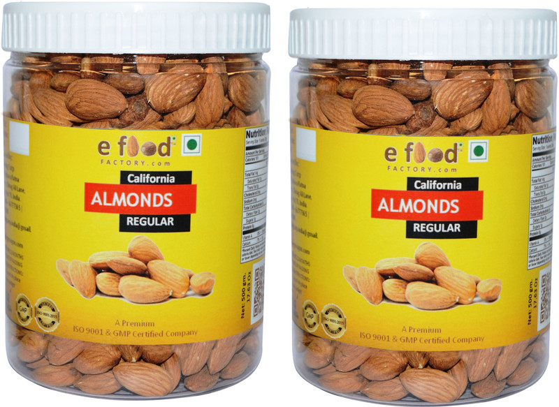e food factory Almonds Regular Set Of 2(500 gm Each) In Pet Jar Almonds(2 x 500 g)