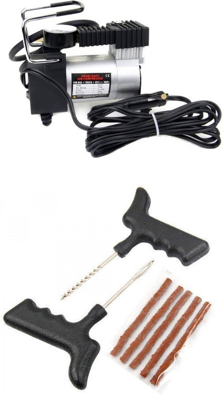 comodo Tyre Repair Kit & 150 psi Tyre Air Pump for Car & Bike Tubeless Tyre Puncture Repair Kit