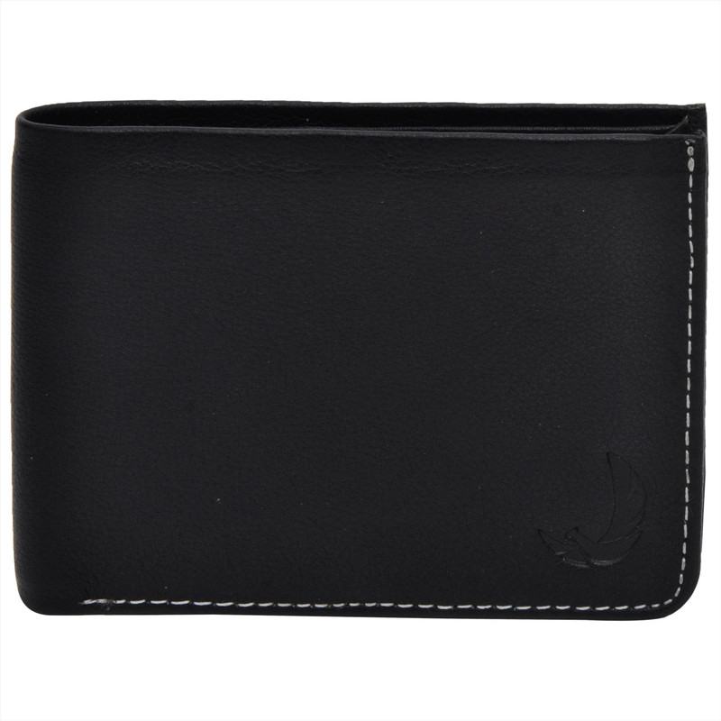 de rich Men Casual Black Genuine Leather Wallet(5 Card Slots)