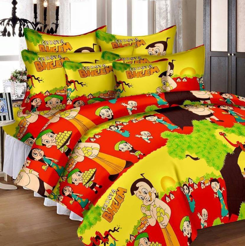 riddhi creations 400 TC Polycotton Double Cartoon Bedsheet(Pack of 1, Yellow)