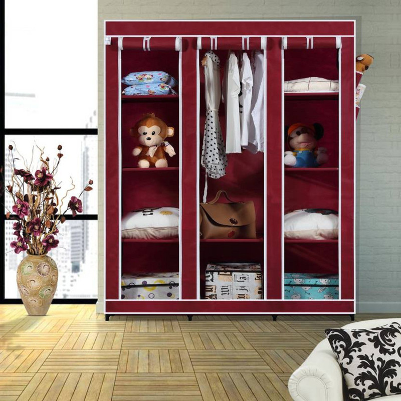 continental online PP (Polypropylene) Collapsible Wardrobe(Finish Color - WineRed)