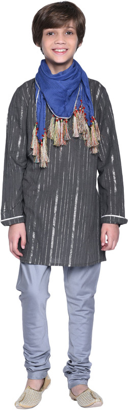 wondermom NA Boys Festive & Party, Wedding Kurta and Pyjama Set(Black Pack of 1)