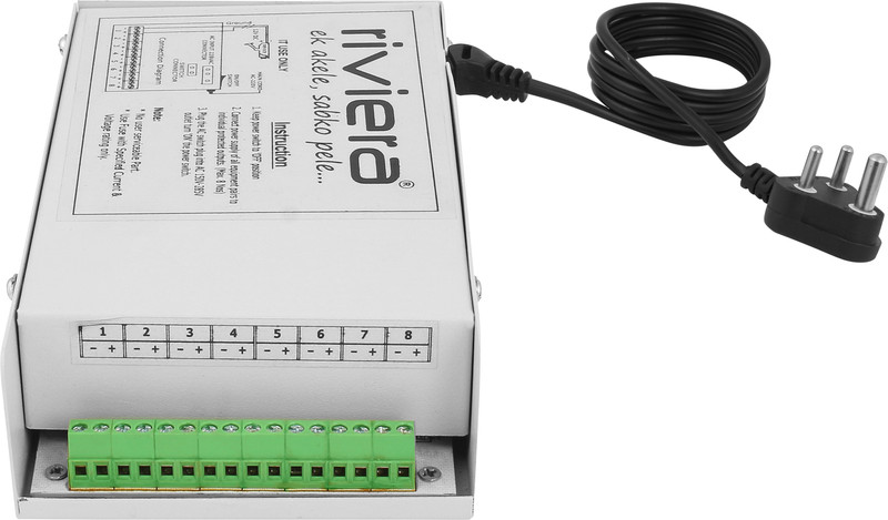 Riviera SMPS CCTV Camera 8 Channel Power Supply SMPS Support All HD Cameras 12 Watts PSU(Grey)