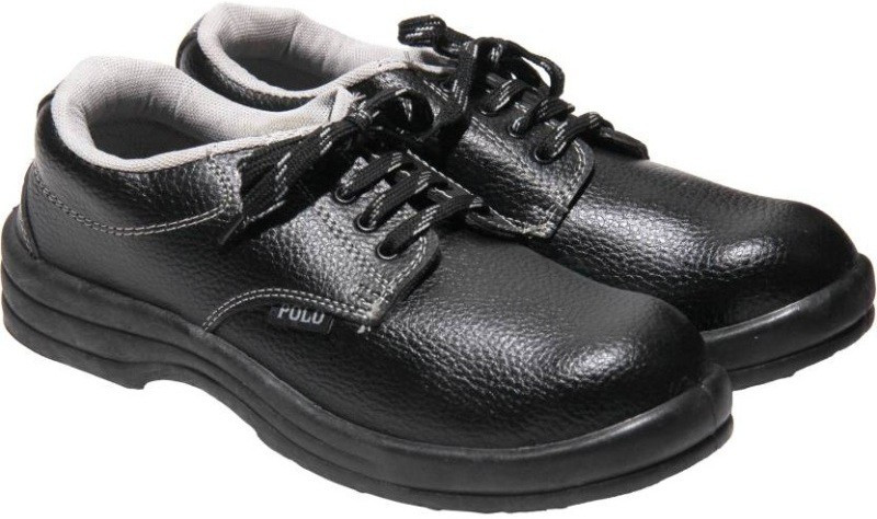 indcare polo safety shoes with steel toe protective shoes Casuals For Men(Black)