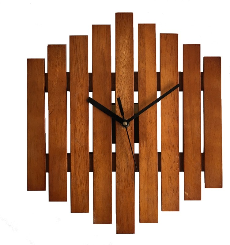 Crimson Knot Analog 30.5 cm X 25.4 cm Wall Clock(Brown, Without Glass)