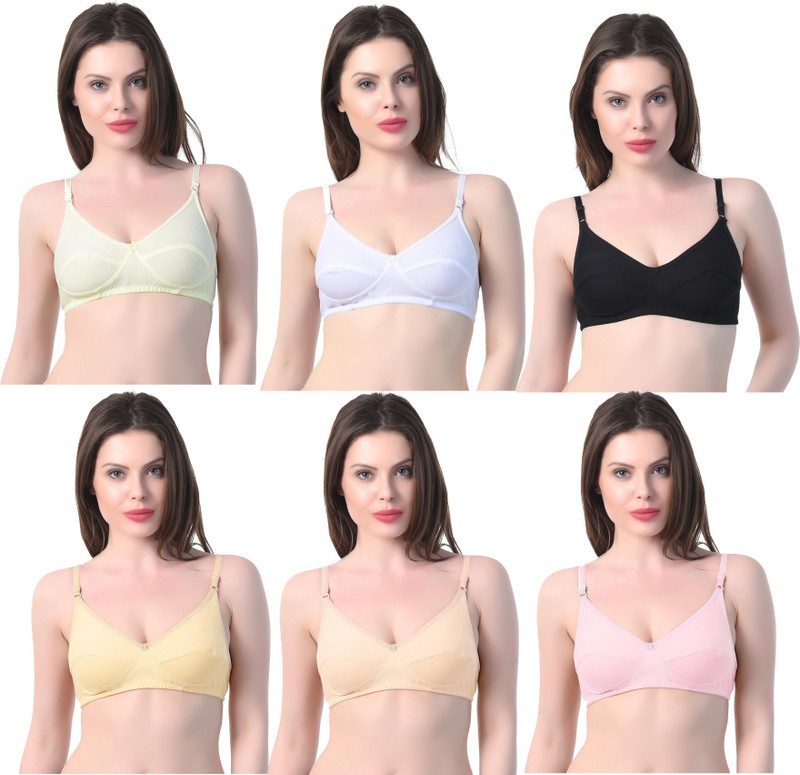 op fashion Multi color 6 non padded bra women minimiser Women Full Coverage Non Padded Bra(Multicolor)