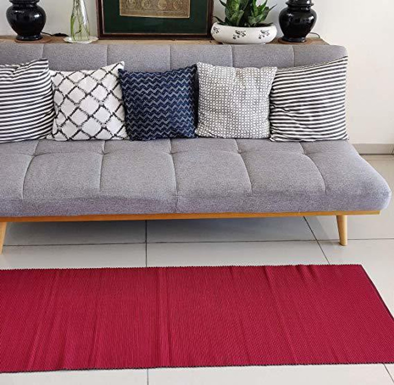 avocadohome Maroon Cotton Area Rug(50.8 cm  X 177.8 cm)